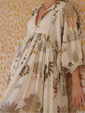 Maison Marigold Taj Maxi Dress in Natural Palm Print Size: M/L
